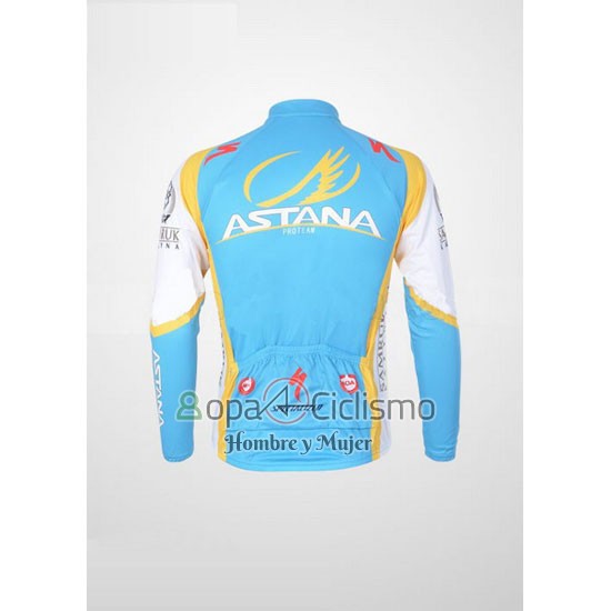 Astana Ropa Ciclismo Culotte Largo 2012 Mangas Largas Azul Claro y Negro